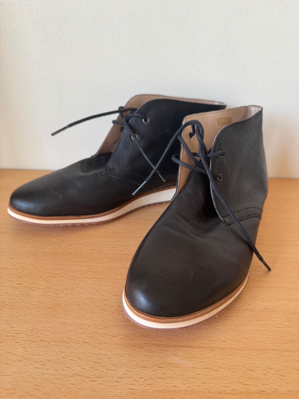 KMB Black Leather Chukka Ankle  Boots Made in Spain Size 40 New